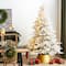 Glitzhome® 7.5ft Pre-Lit Flocked Full Fir Artificial Christmas Tree, Multicolor LED Lights